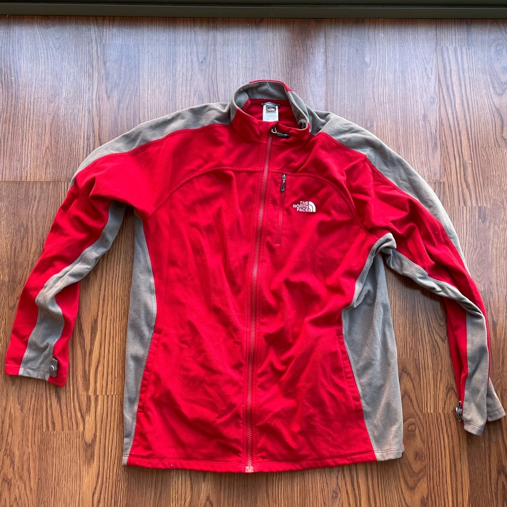 Men’s large North Face fleece jacket, red